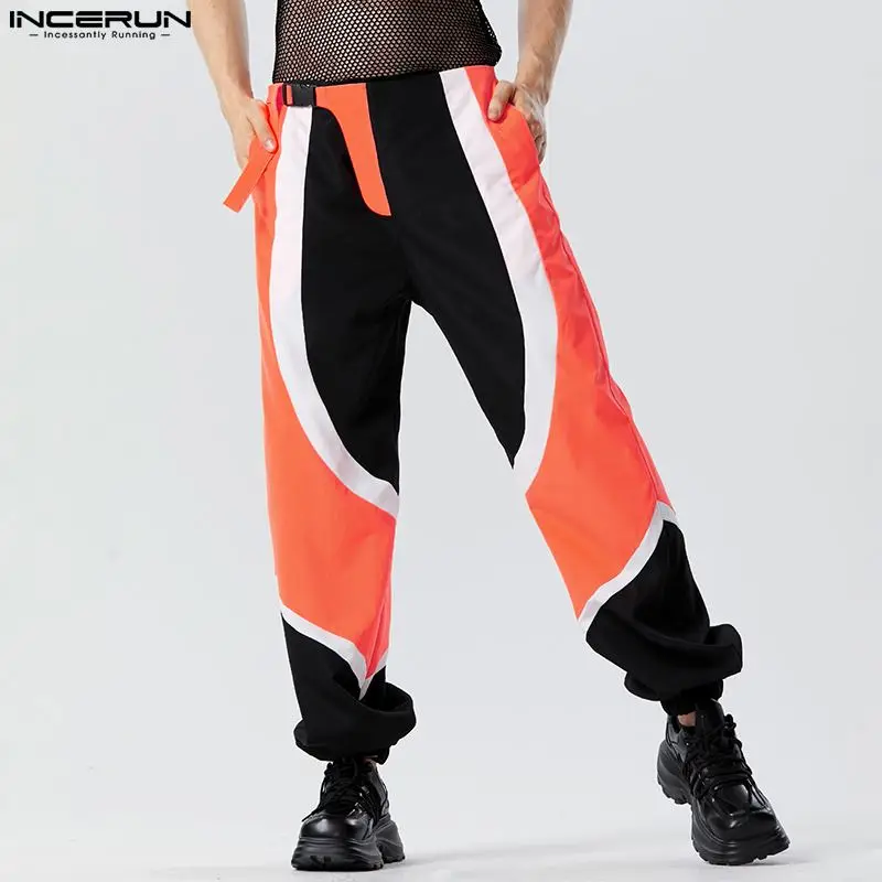 

INCERUN Men Pants Patchwork Joggers Button Streetwear Loose Male Cargo Trousers 2023 Pockets Fashion Casual Pantalon S-5XL