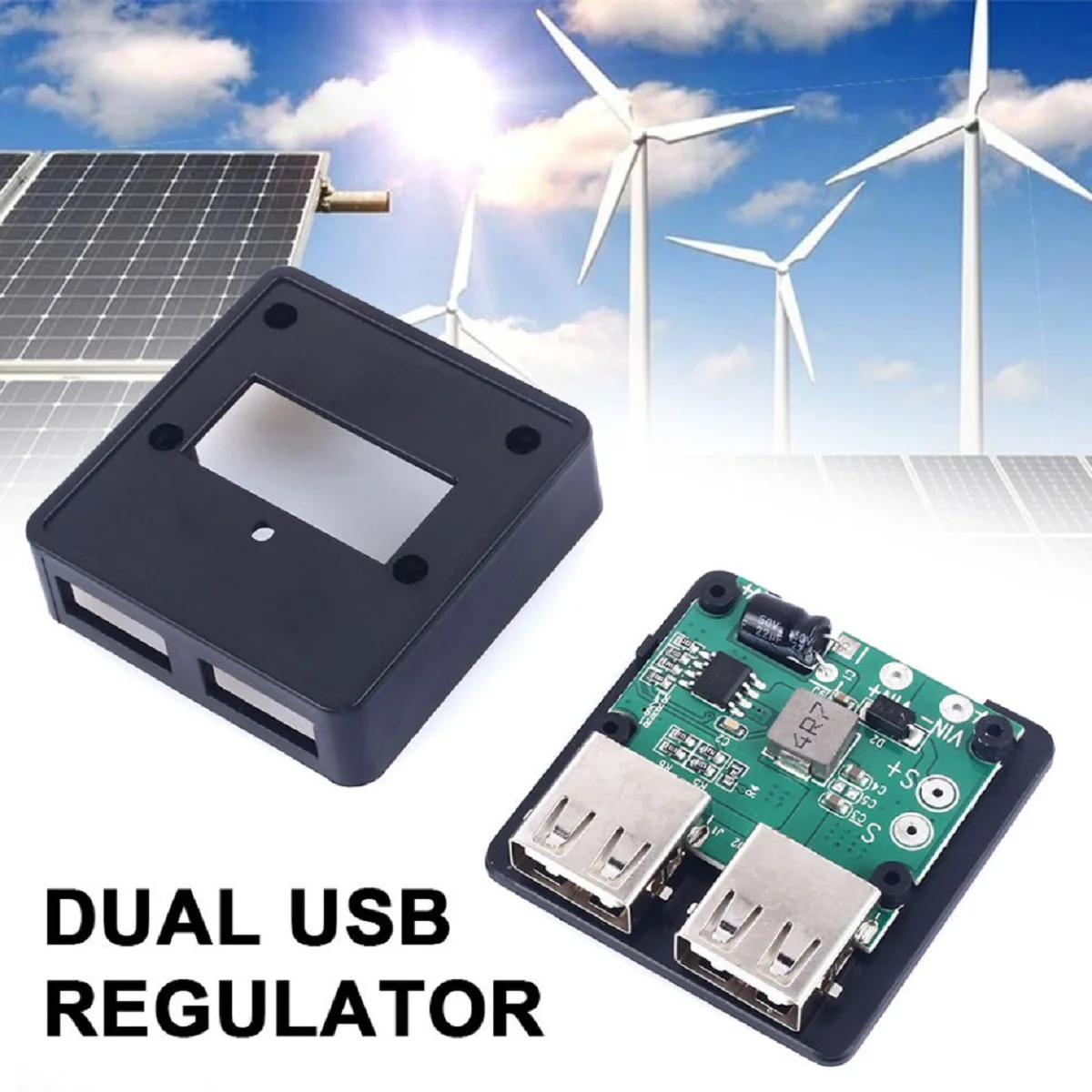 

Solar Panel Double USB Regulator Solar Power Charger Regulator 5-20V To 5V 3A High Conversion Efficiency Junction Box DIY Solar