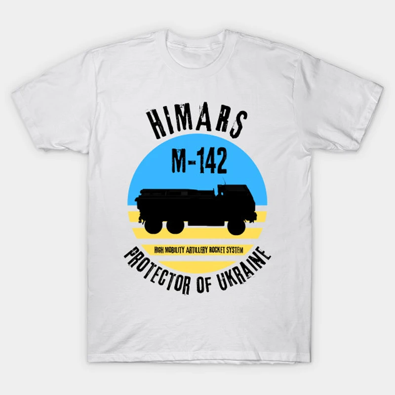 

HIMARS Protector of Ukraine. Ukraine M142 High Mobility Artillery Rocket System T Shirt. 100% Cotton O-Neck Casual Mens T-shirt
