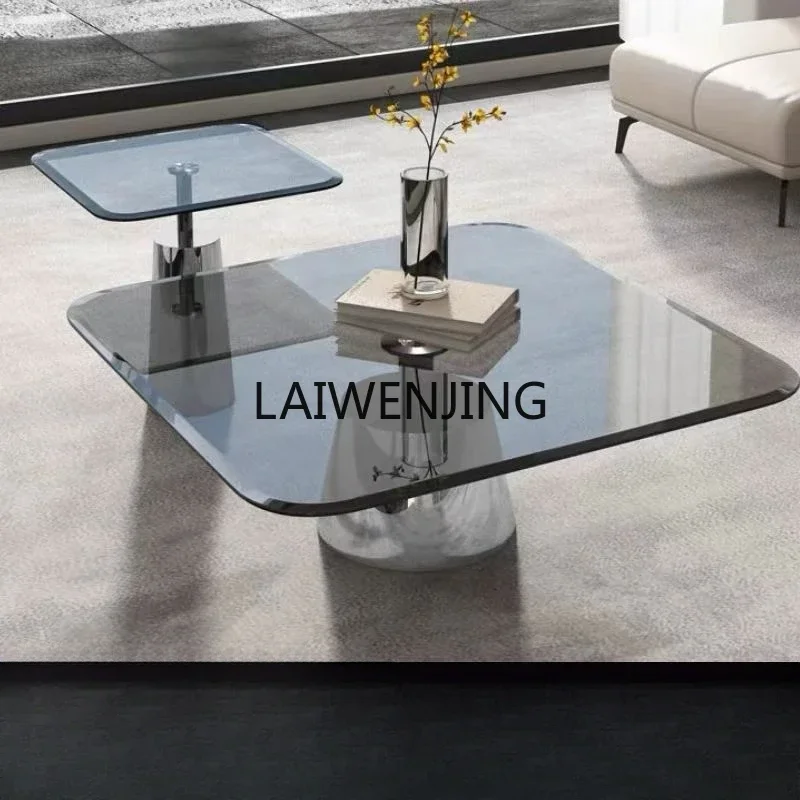 HLZ минималистичный журнальный столик из закаленного стекла серебряный