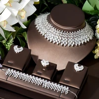hibride elegant cubic zirconia choker design 4pcs necklace and earring sets for women bridal jewelry set nigeria wedding n 45