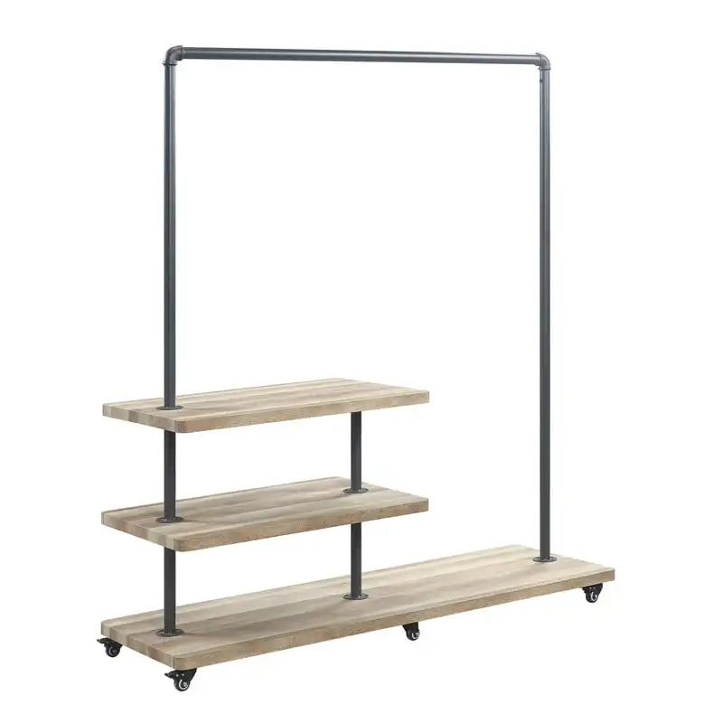 

Brantley Storage Hanger Rack in Oak and Sandy Gray