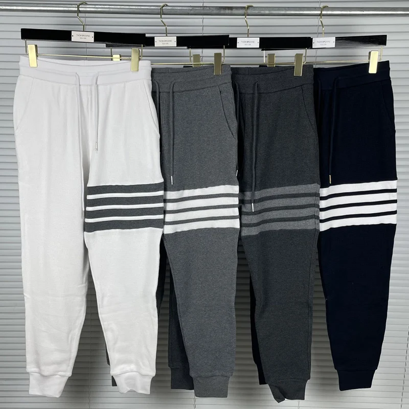 

Fashion TB THOM Brand 2023 Sweatpants Men Autumn Winter Pure Cotton Casual Sports Trousers Soild Waffle Thick Jogger Track Pants