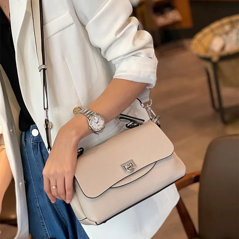 

100% Cow Leather Women Bags Lady 2022 New Satchels Square Shoulder Bag Solid High Qaulity Handbag Girls Fashion Casual Bags