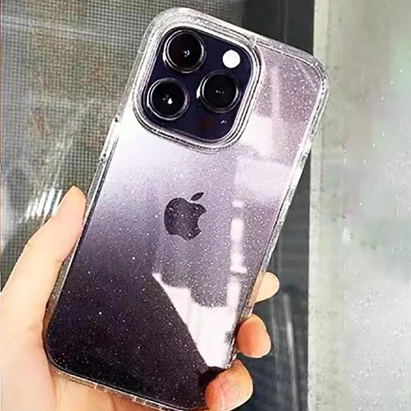

Fashion Glitter Bling Transparent Case For iPhone 14 13 12 11 Pro Max Mini X XS Max XR 7 8 Plus SE 2020 Silicone Acrylic Cover