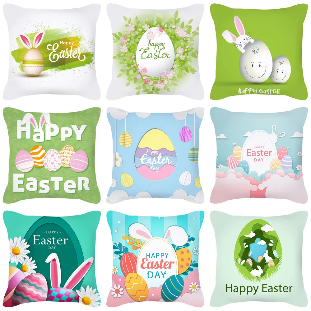 

45*45cm Green Pillowcase Easter Pillowcase Bunny Egg Cushion Cover Home Decor Pillowcase