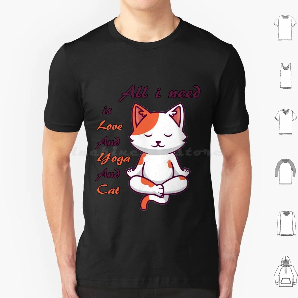 Все что мне нужно-это любовь йога и кошка футболка 6xl хлопковая крутая милая