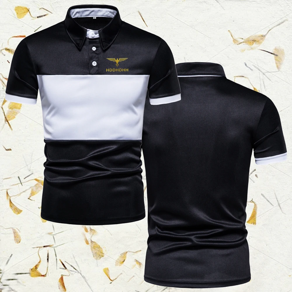 Мужская рубашка-поло с коротким рукавом и принтом