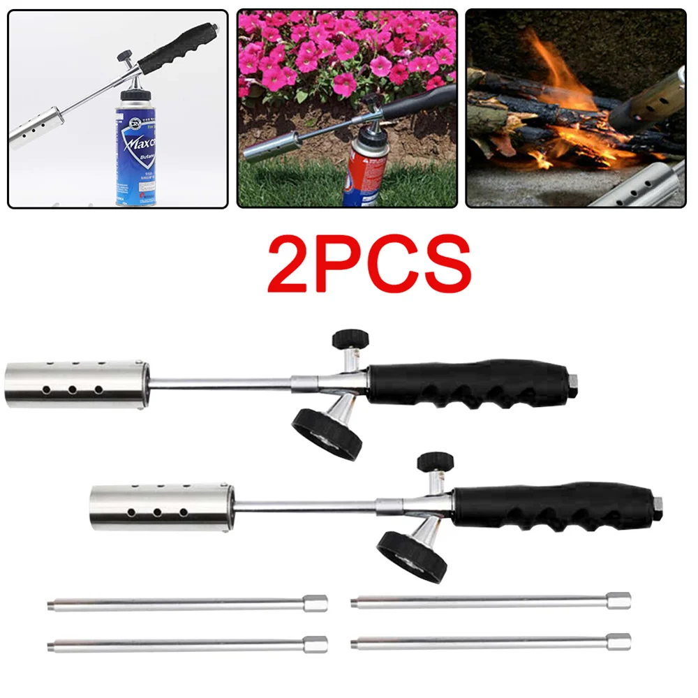 

2pcs Pack Waterproof Adjustable Weeding Fires Gun Grass Burner Multipurpose Outdoor Picnic Garden Butane Gas Torch