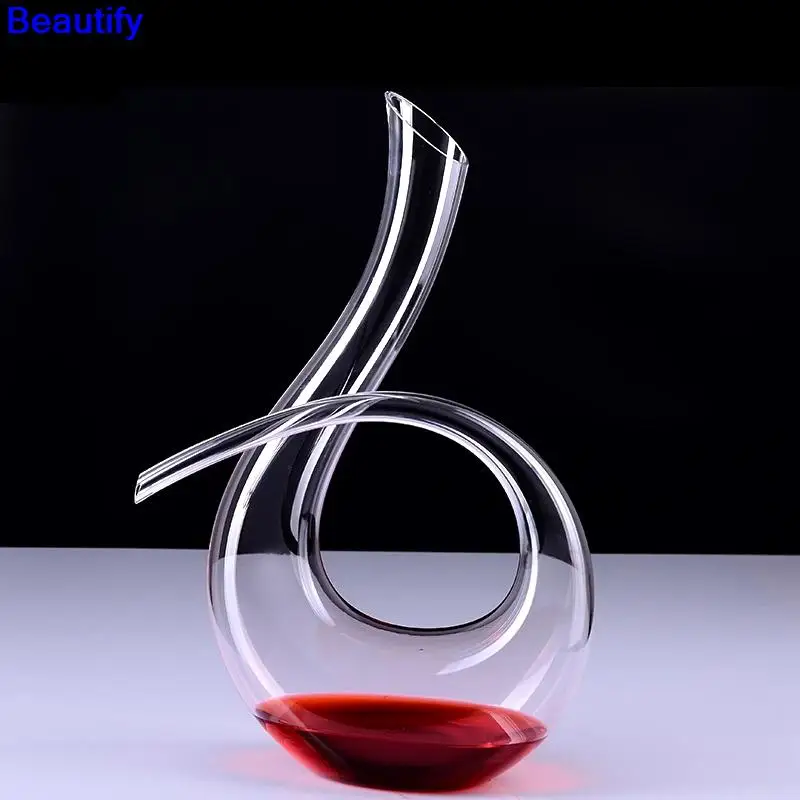 

1500ML Crystal Glass Horn Shape Handmade Curve Wine Serving Aerator Flask Drinkware Bar Essentials Decor Accessories Decanter