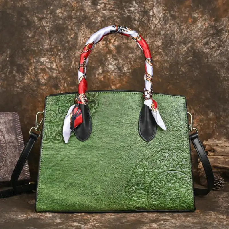 Винтажная сумка Johnature с тиснением тотема новинка 2024 женская большая из