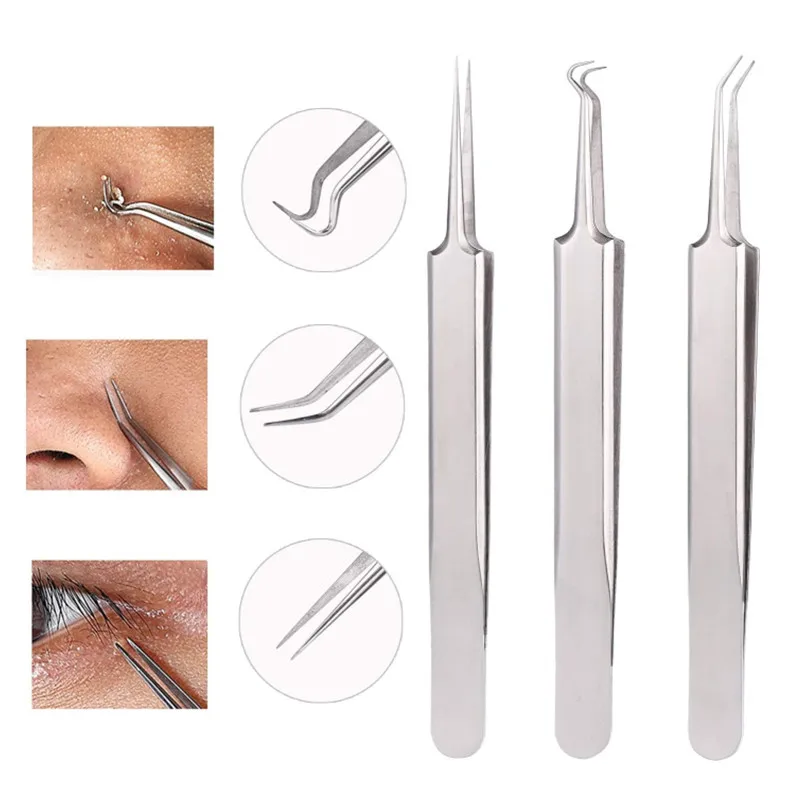 

Medical Head Curved Tweezers Cleaner Steel Stainless Remover Bend Nipper Face Clip Acne Comedone Tool Beauty Pimple Blackhead