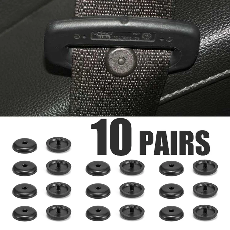 

10Pcs Car Parts Black Plastic Car Safety Seat Belt Stopper Spacing Limit Buckle Clip Retainer Seatbelt Stop Button