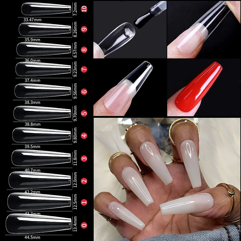 

440/500pcs False Nails Tips Coffin Almond Square Oval Full Sticker Nail Art Practice Manicure Gel Nails Extension Accessories