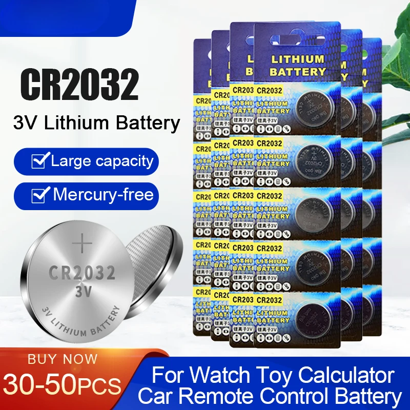 

3V Lithium Battery CR2032 CR 2032 DL2032 ECR2032 BR2032 For Watch Car Remote Control Toy Calculator Motherboard Button Coin Cell
