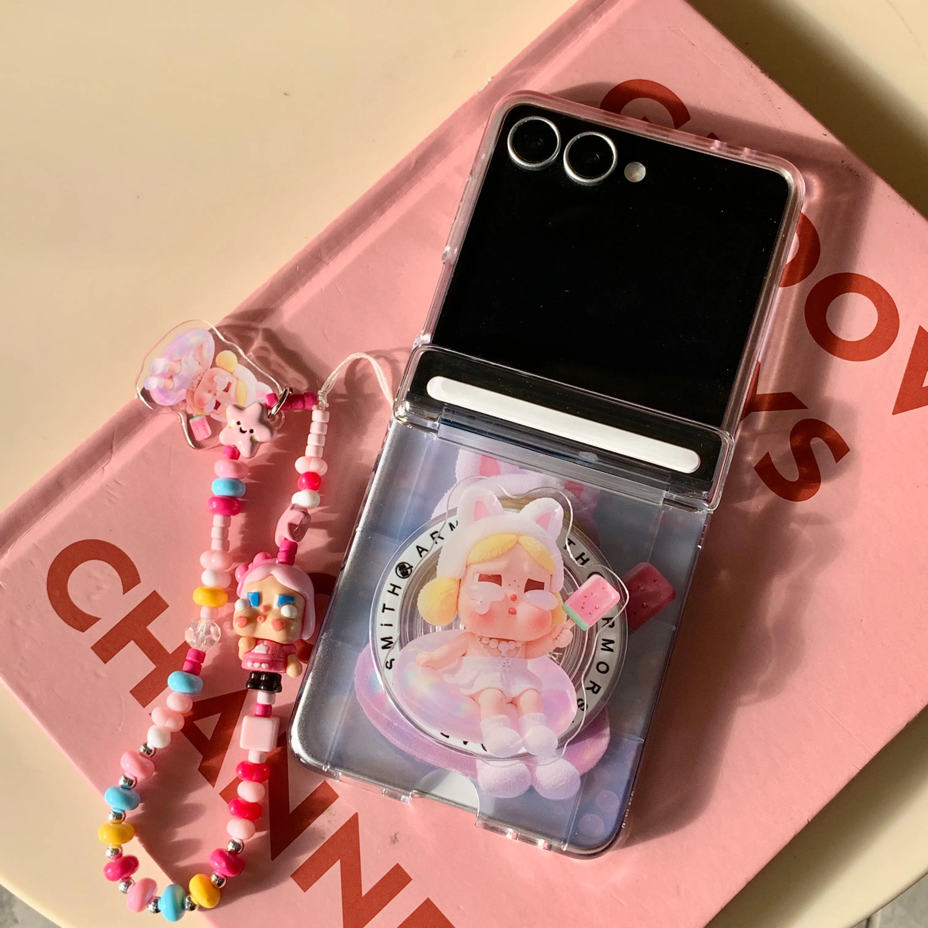 Магнитный чехол для телефона Kawaii Cry Girl с слотом для карт для Samsung Galaxy Z Flip7 Flip6 flip5 4 3, чехол для держателя Magsafe, милый чехол (art.: 3920d397aec0b) - 3920d397aec0b