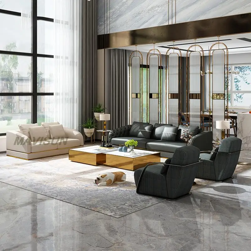 

Современный минималистичный комбинированный диван, вилла, большая квартира, роскошная мебель высокого класса, американский кожаный диван ...