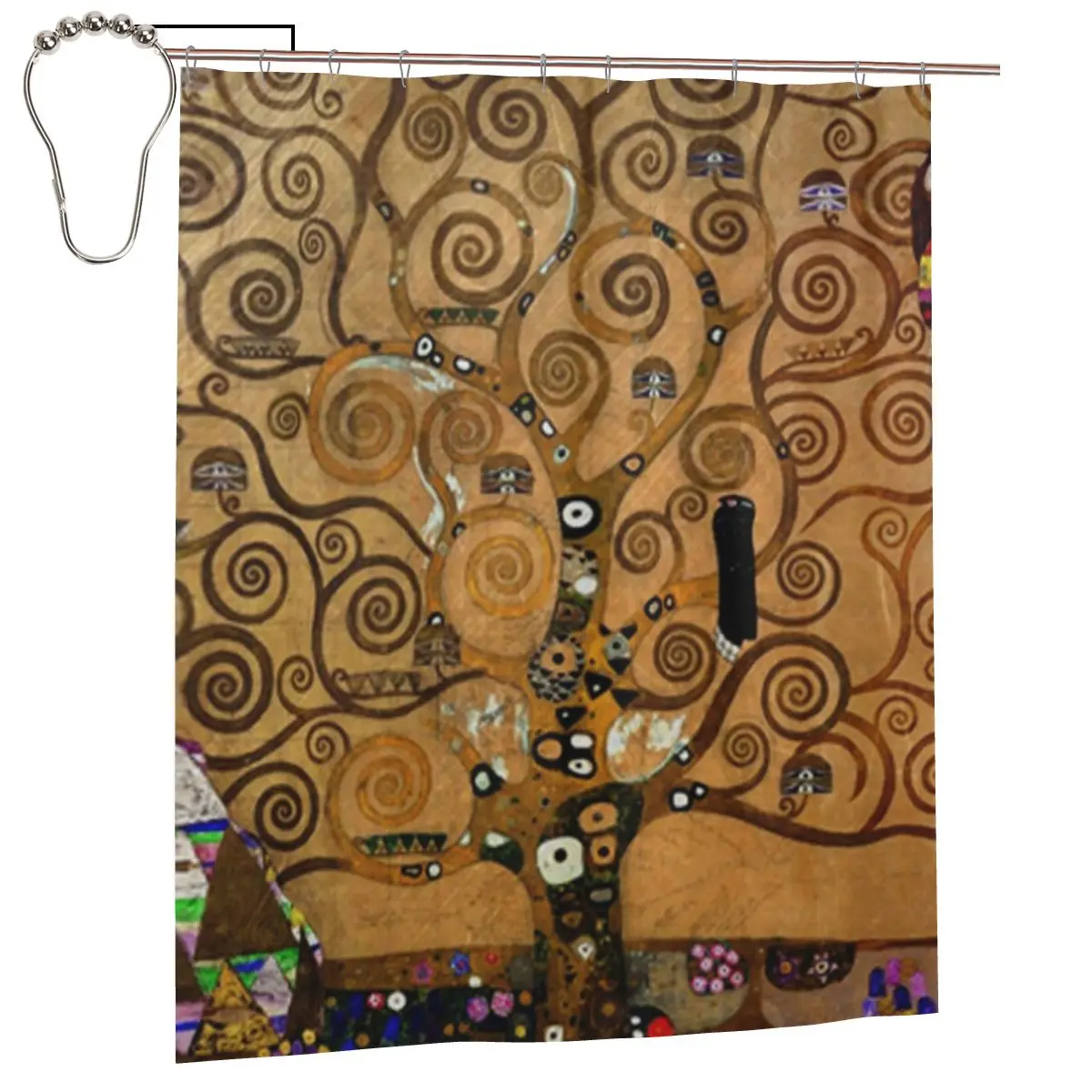 

Klimt Tree Of Life Shower Curtain for Bathroon Personalized Funny Bath Curtain Set with Iron Hooks Home Decor Gift 60x72in