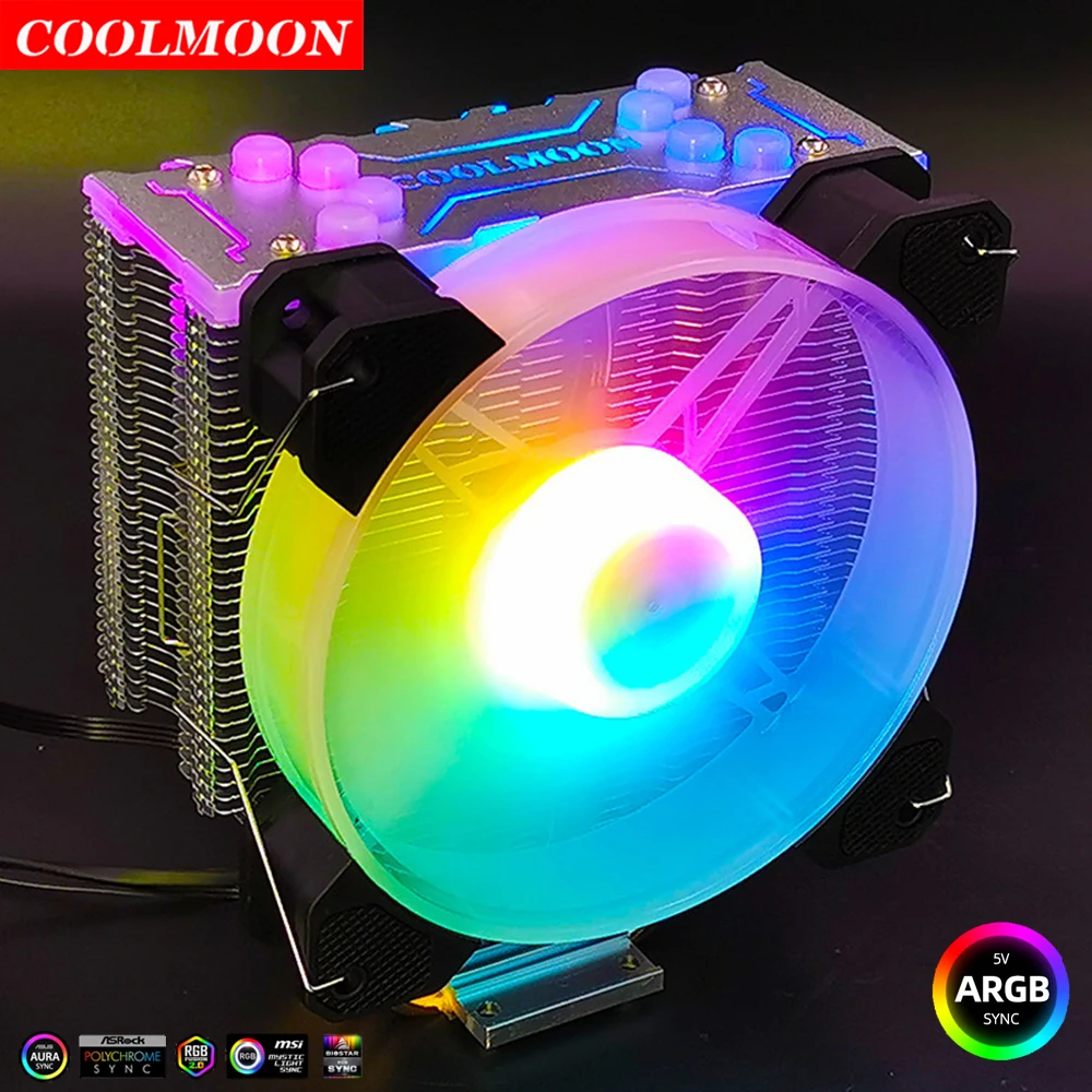 

Coolmoon X400 4 Copper Heat Pipe 5V 3Pin ARGB CPU Cooler Cooling Fan Radiator TDP 125W Heatsink for i7 i5 i3 AM4 LGA115X 1366