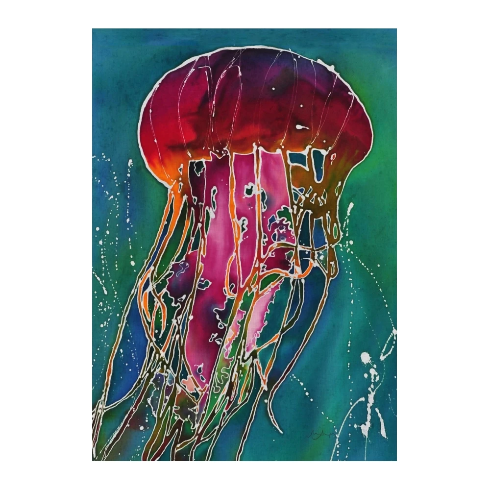 Pink Jellyfish Painting Garden Flag Polyester Double Sided Underwater Animal Flags for Outdoor House Lawn Flag Yard Decoration