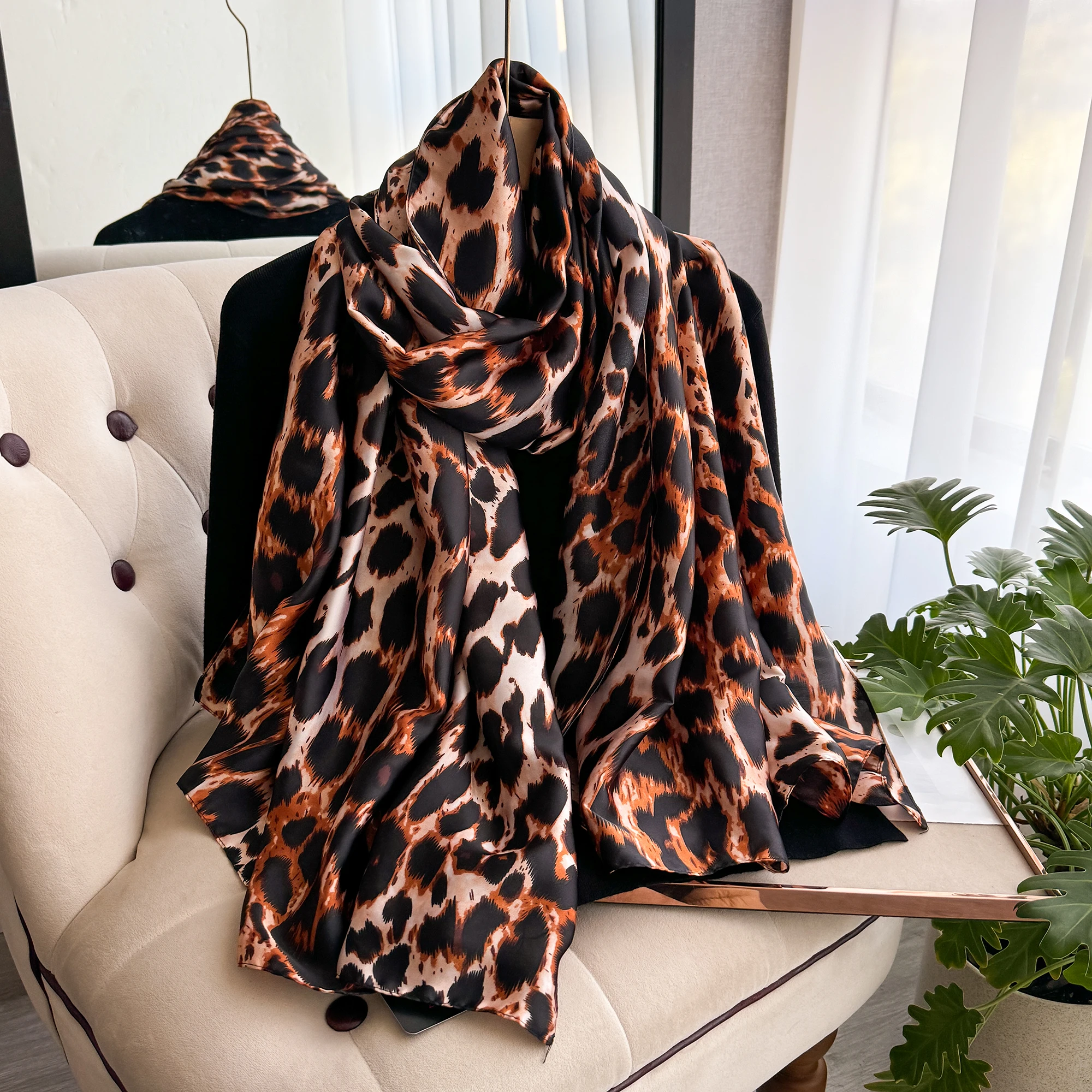 Весенний мягкий шелковый шарф высокого качества женский элегантный с