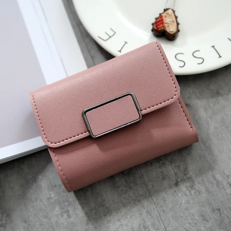 Small Wallet Women Casual Solid Wallet Fashion Female Short Mini All-match Korean Students Small Wallet Simple Money Bag