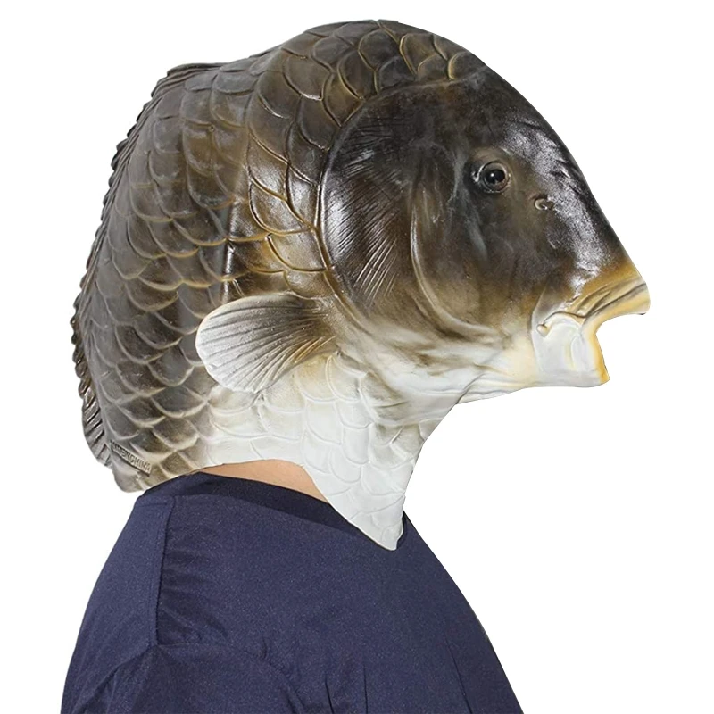 

Realistic Fish Mask headgear Halloween Costume pullover Headwear cosplay water animal