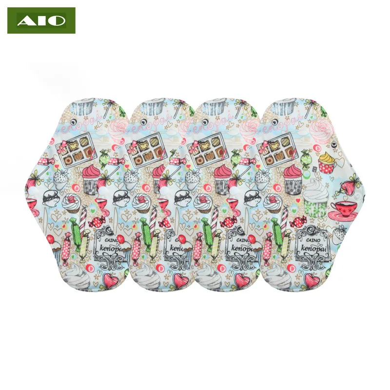 

[AIO] 4 pieces 18*25cm Women Reusable Sanitary Pad Mom Postpartum Nursing Napkin Female Absorb Bamboo Cotton Menstrual Gaskets