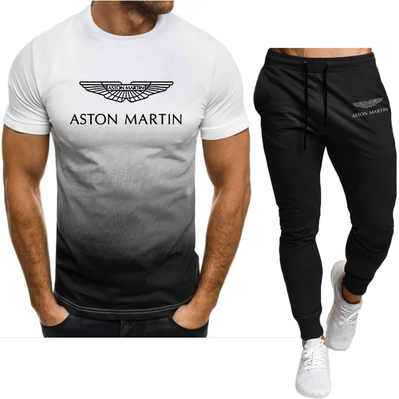 

Aston Martin 2023 F1 команда с принтом логотипа летняя модная спортивная одежда футболка с коротким рукавом + брюки Мужской комплект из двух предметов