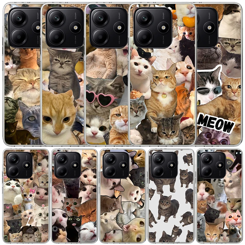 Фото Мягкий чехол с мемами «Плачущий кот» для Xiaomi Redmi Note 15 14 13 12 Pro Plus, чехол для телефона 14S 11S 11T 5G 11E 10 4G, узорчатый чехол Redmi N №1