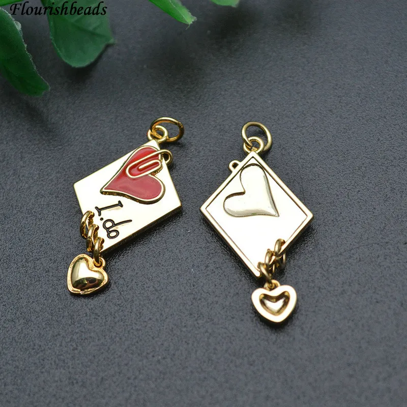

Jewelry Making Materials Gold Color Plated Double Layer Heart I Do Stamp Enamel Charmsfor Necklace Bracelets Earrigs Making