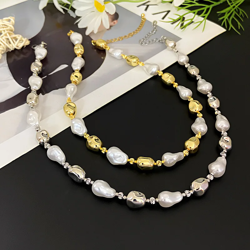 Фото Baroque Pearl Necklace Artificial Pearl Collarbone Chain Metal Simple Personalized Fashionable and Trendy Jewelry for Women №1
