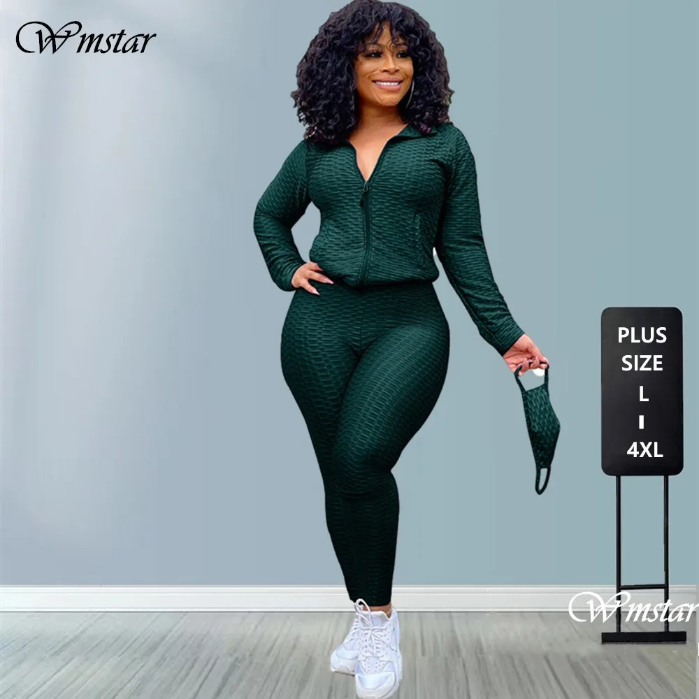 

Plus Size TracksuitsTwo Piece Outfit Women Sweatsuits Zip Top Leggings Sweatpants Jogger New Sport Suits Wholesale Dropshipping