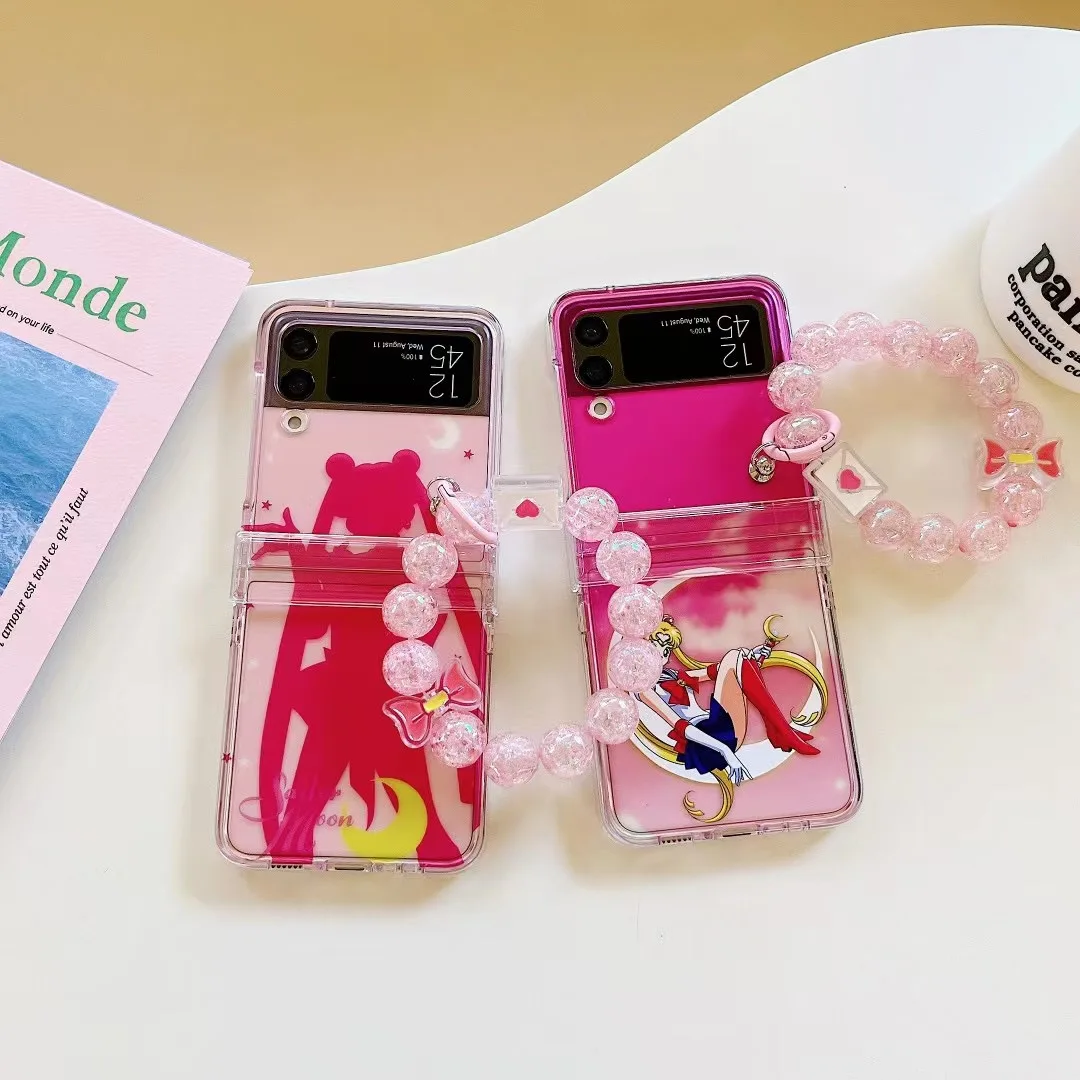 

Sailors Moons Bracelet Case for Samsung Galaxy Z Flip 3 Hard PC Back for Z Flip 4 Case Protective Shell