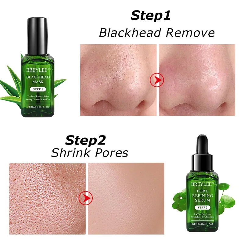 

BREYLEE Pores Serum Shrink Pore Blackhead Remover Nose Sticker Sheets Oil-Control Moisturizing Face Cleansing Purify Skin Care