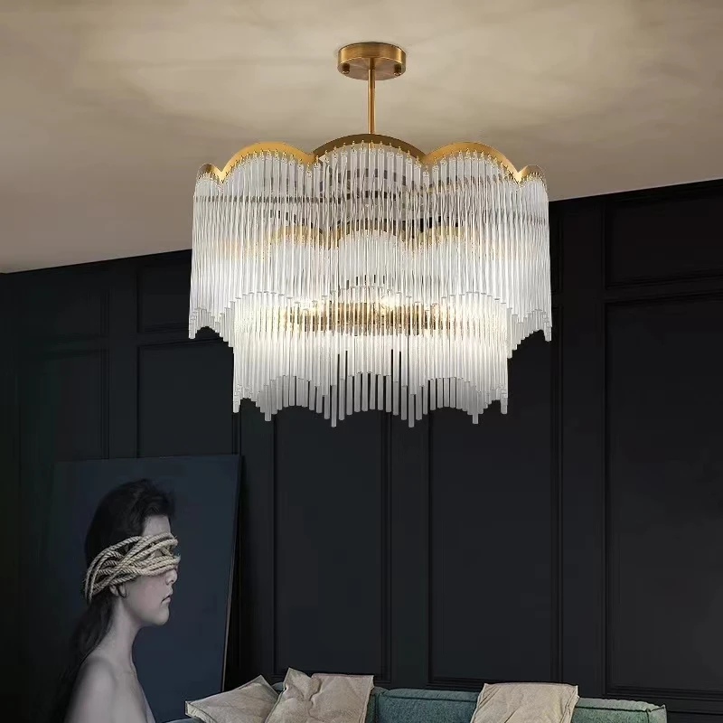

Подвесная светодиодная художественная люстра, современный простой светильник из хрустального стекла для гостиной, спальни, столовой, Роскошный дизайнерский Золотой потолочный светильник