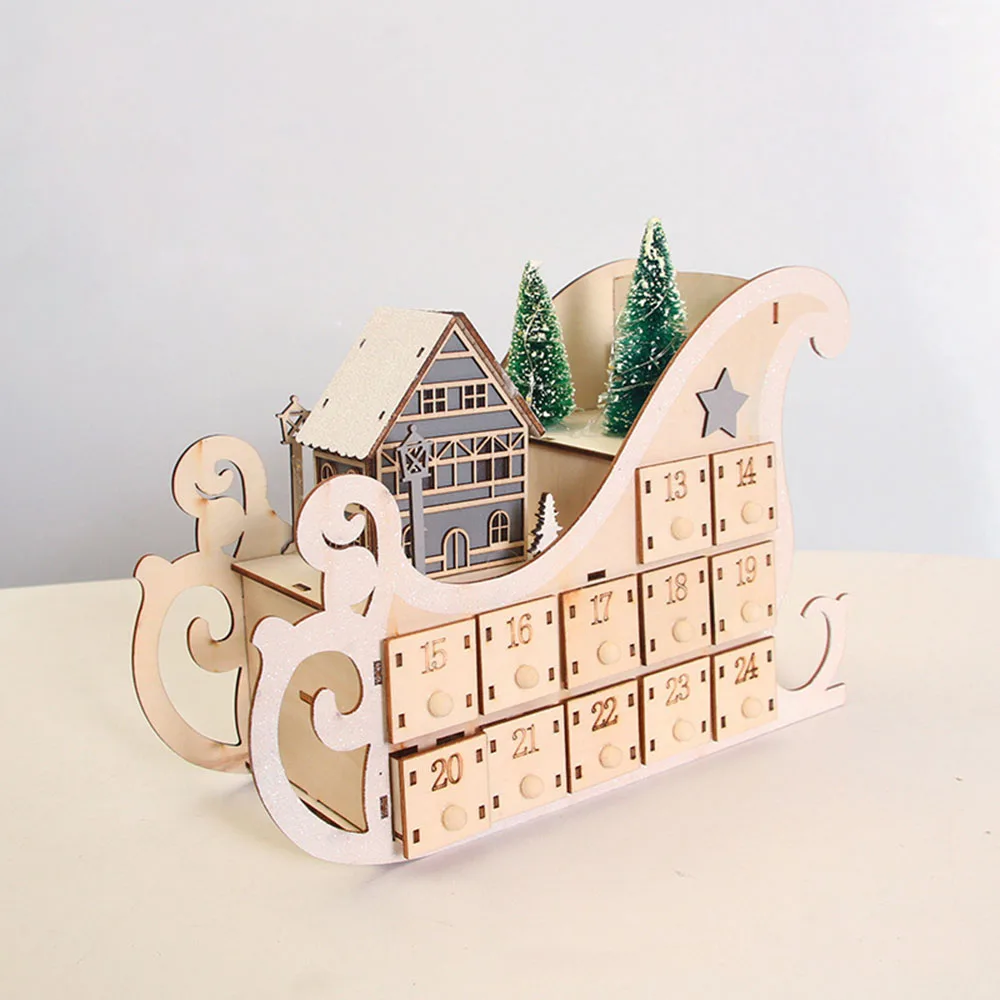 

Lovely Tree Wooden Christmas Countdown Calendar Durable Decorative Model For Living Room Home