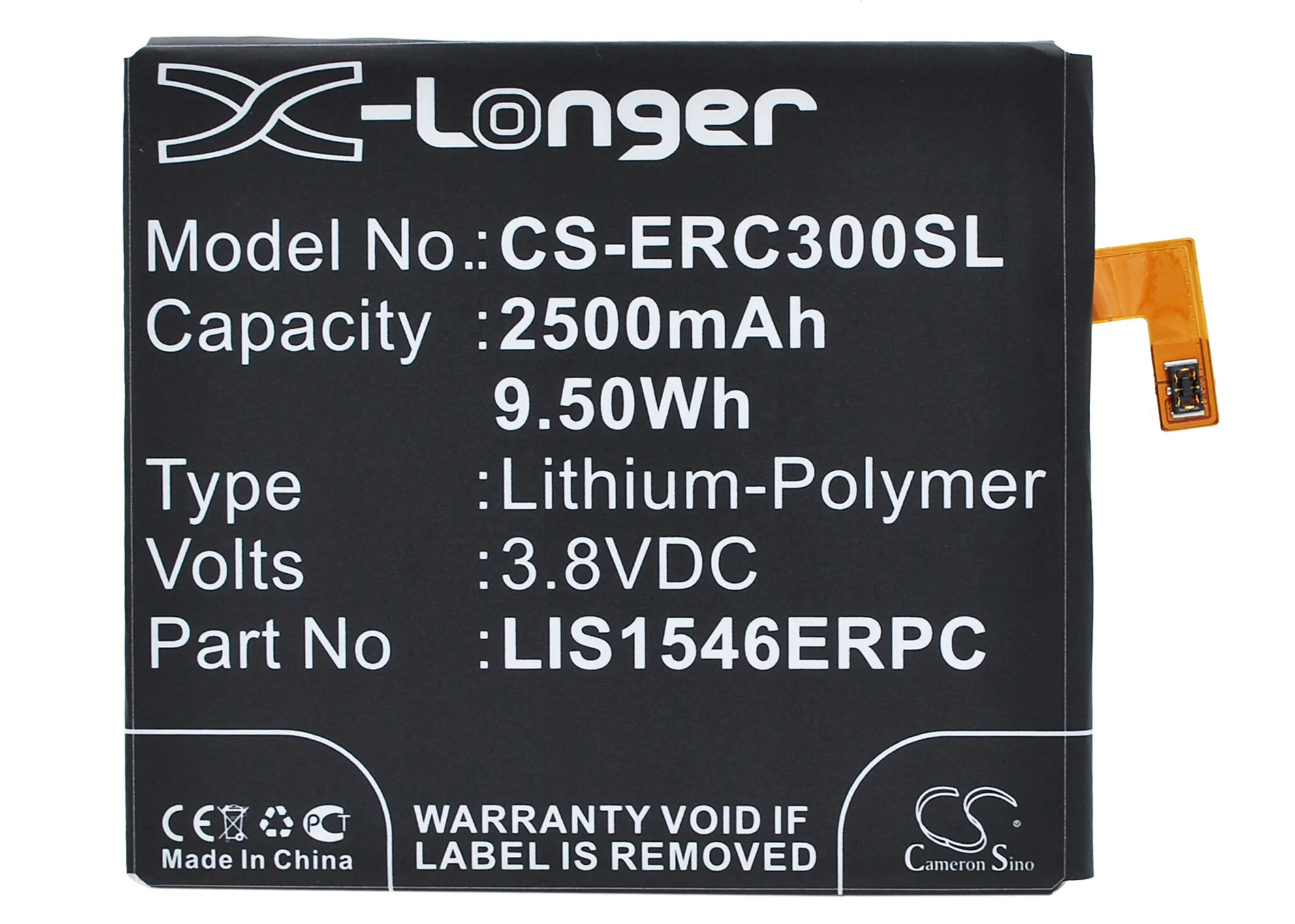 

Cameron Sino 2500 мАч аккумулятор LIS1546ERPC для Sony Ericsson Xperia C3, T3, D2502,D2533,D5103,D5106,M50w,S55T, S55U,D5102