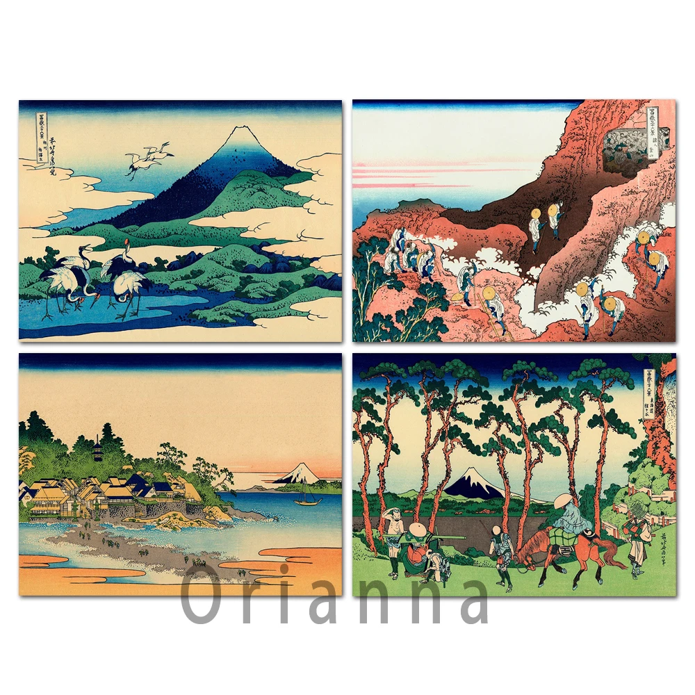 

Hodogaya On The Tokaido By Katsushika Hokusai Japanese Art Print Vintage Poster Wave Of Kanagawa Climbing On Mount Fuji Wall Art