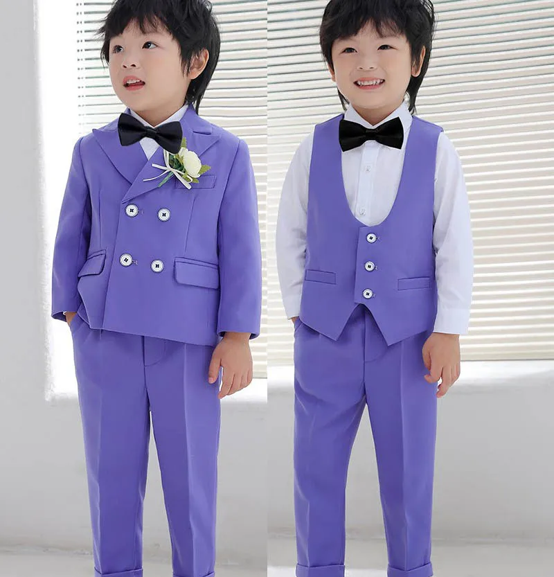 

Детское платье для фотосессии фиолетового и зеленого цвета, Костюм Джентльмена для детей на день рождения, цветочный костюм для мальчиков, официальный костюм для свадебной вечеринки, танцевальный смокинг для выступлений