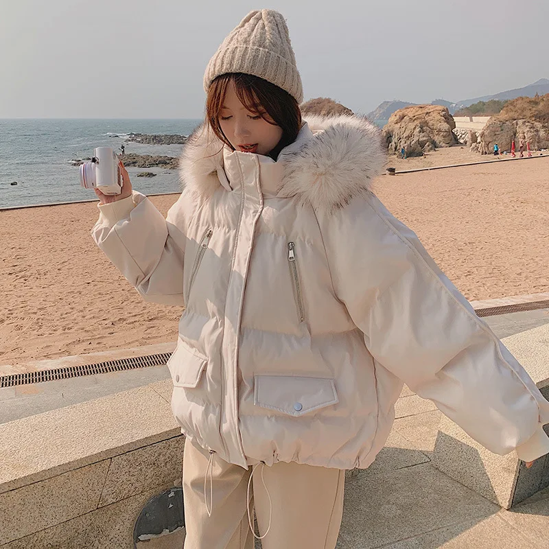 Cotton Jacket Female Short Paragraph 2022 New Winter Down Cotton Jacket Thickened Bread Clothes Small Person Cotton Jacket Tide
