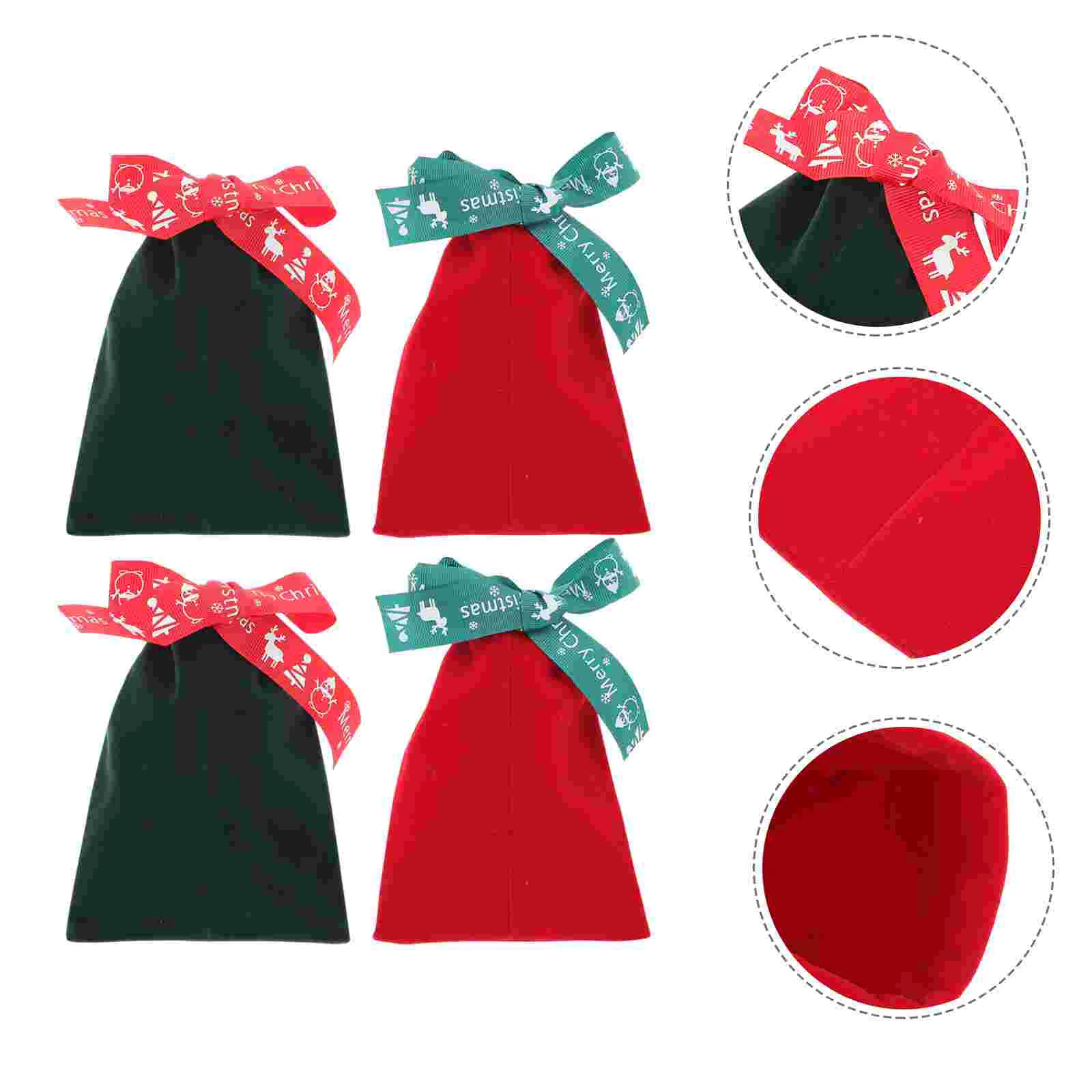 

4pcs Christmas Practical Gift Bag Drawstring Pouches Wrapping Bags for Treat Gift Candy