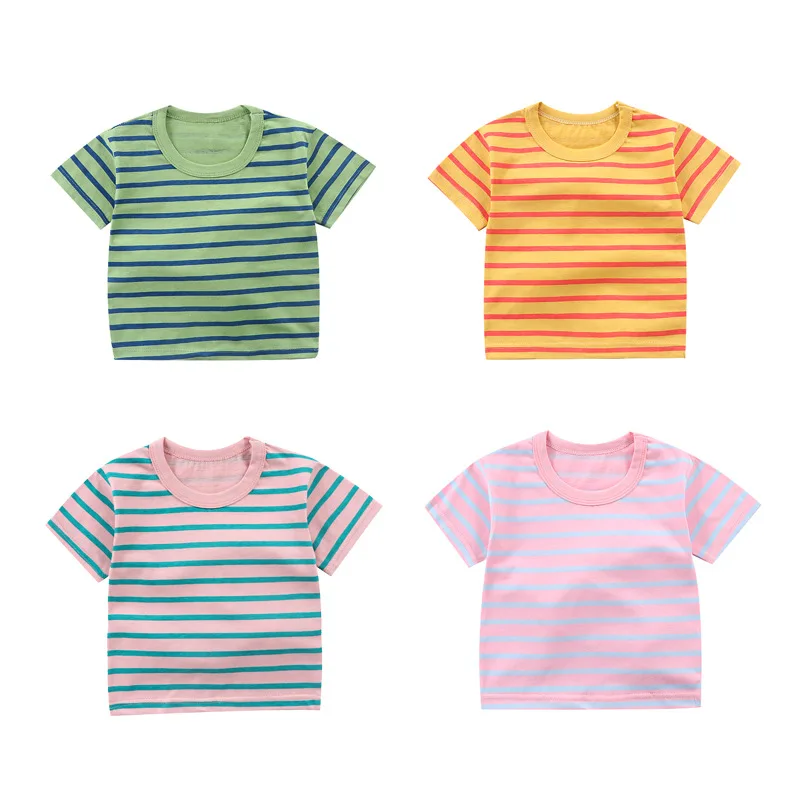 

2022 Kids T-Shirt Tees Baby T-Shirts Children Blouses Long Sleeve Cotton Cotton Stripes Cartoon Tops Clothing Clothes