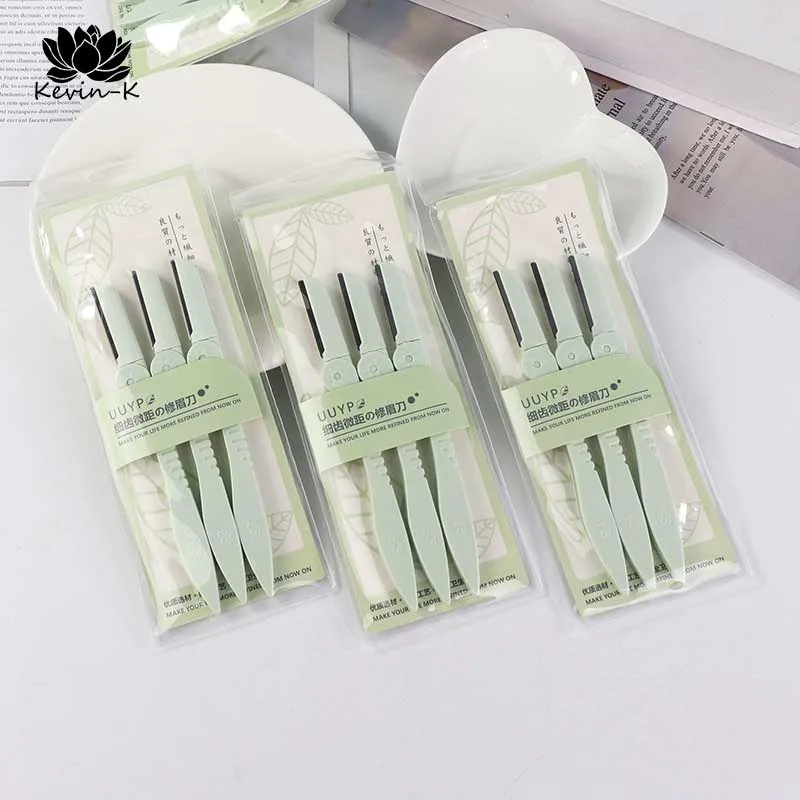 Бритвенный триммер для макросъемки с тонкими зубьями, бритвенный триммер для бровей, 3 упаковки, инструменты для красоты