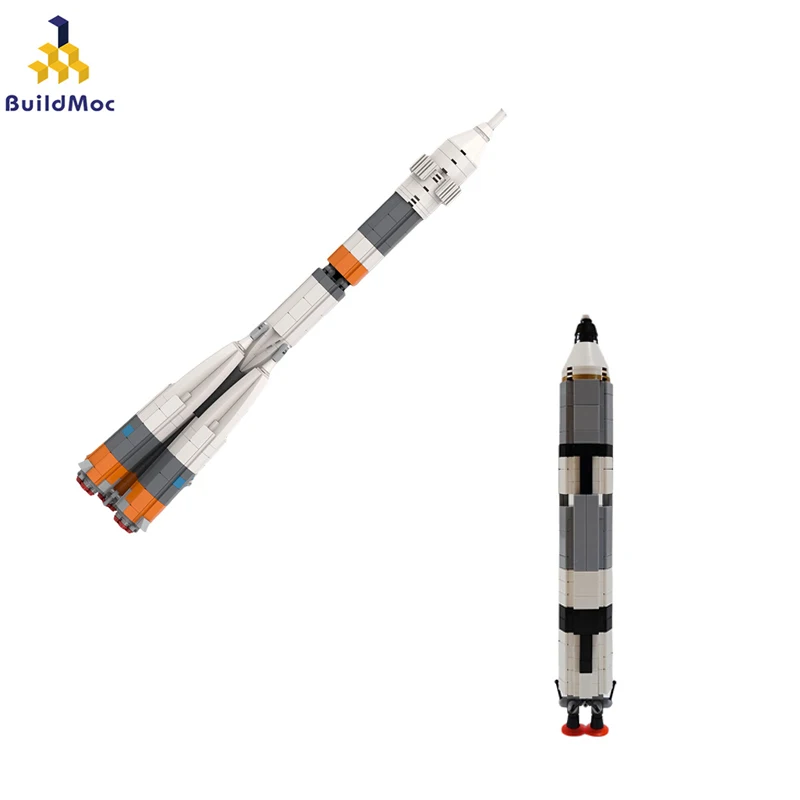 

MOC R-7 1:110 Scale Rocket Ultimate Soyuz Rocket Collection Building Blocks Set Saturn V Carrier Launch Fire Vehicle Bricks Toys