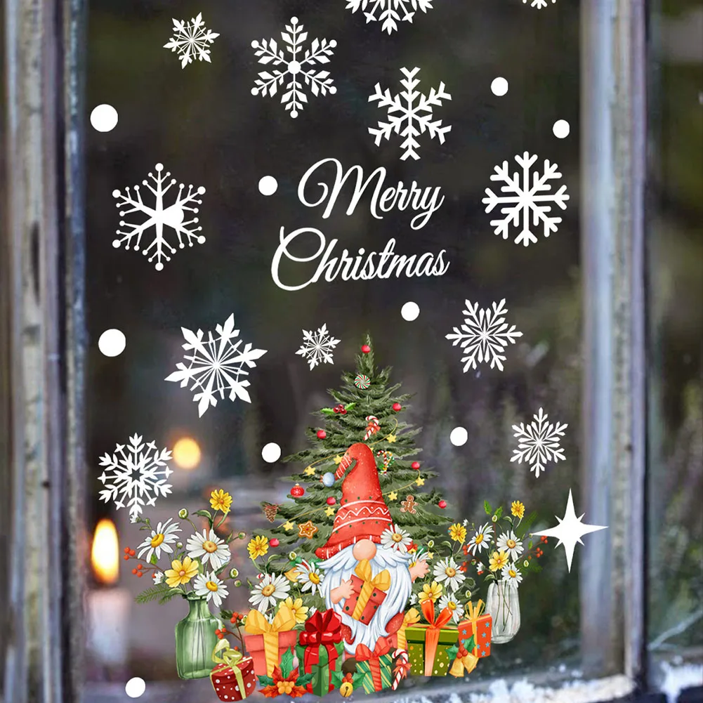 

4pcs Christmas PVC Sticker Window Glass Wall Decoration Merry Christmas Mirror Decor For Home Decor New Year Stickers 2024