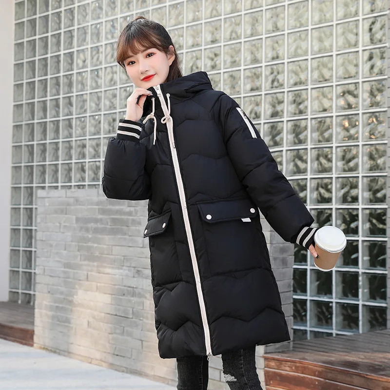 Women's Autumn Winter Coat Pike Hooded Mid-length Padded Jacket Korean Fashion Plus Size Loose Free Shipping Keep Warm Jacket Za