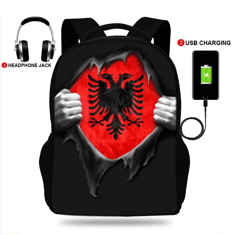 

School Bags 3D Print Backpack Schoolbag ALBANIA Flag Bookbags For Teenager Girls Boys Children Book Bag