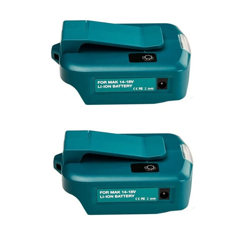 

2Pc For Makita ADP068 14.4V/18V Lithium-Ion Battery Adapter Power Source Batteries Charger With Dual USB Ports LED Light