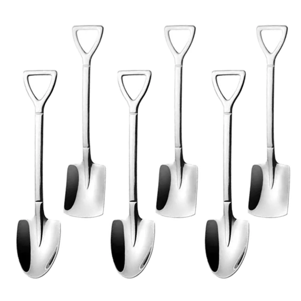 

6pcs Ice Cream Spoons Shape Spoons Tea Coffee Cake Dessert Sugar Soup Cocktail Demitasse Latte Espresso Stirring Spoons